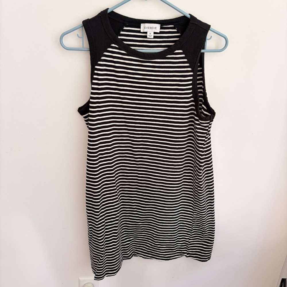 Evereve Striped Raglan Shift Dress Medium Nautical Black White Cotton